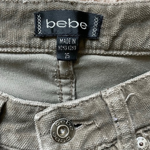 Bebe Women’s Olive Green Corduroy Pants Size 25 - Picture 3 of 9